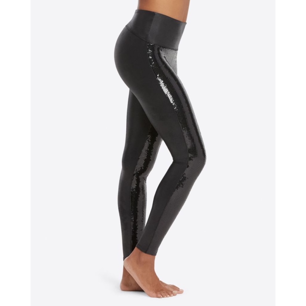 Spanx Faux Leather Sequin Leggings - Picture 4 of 7